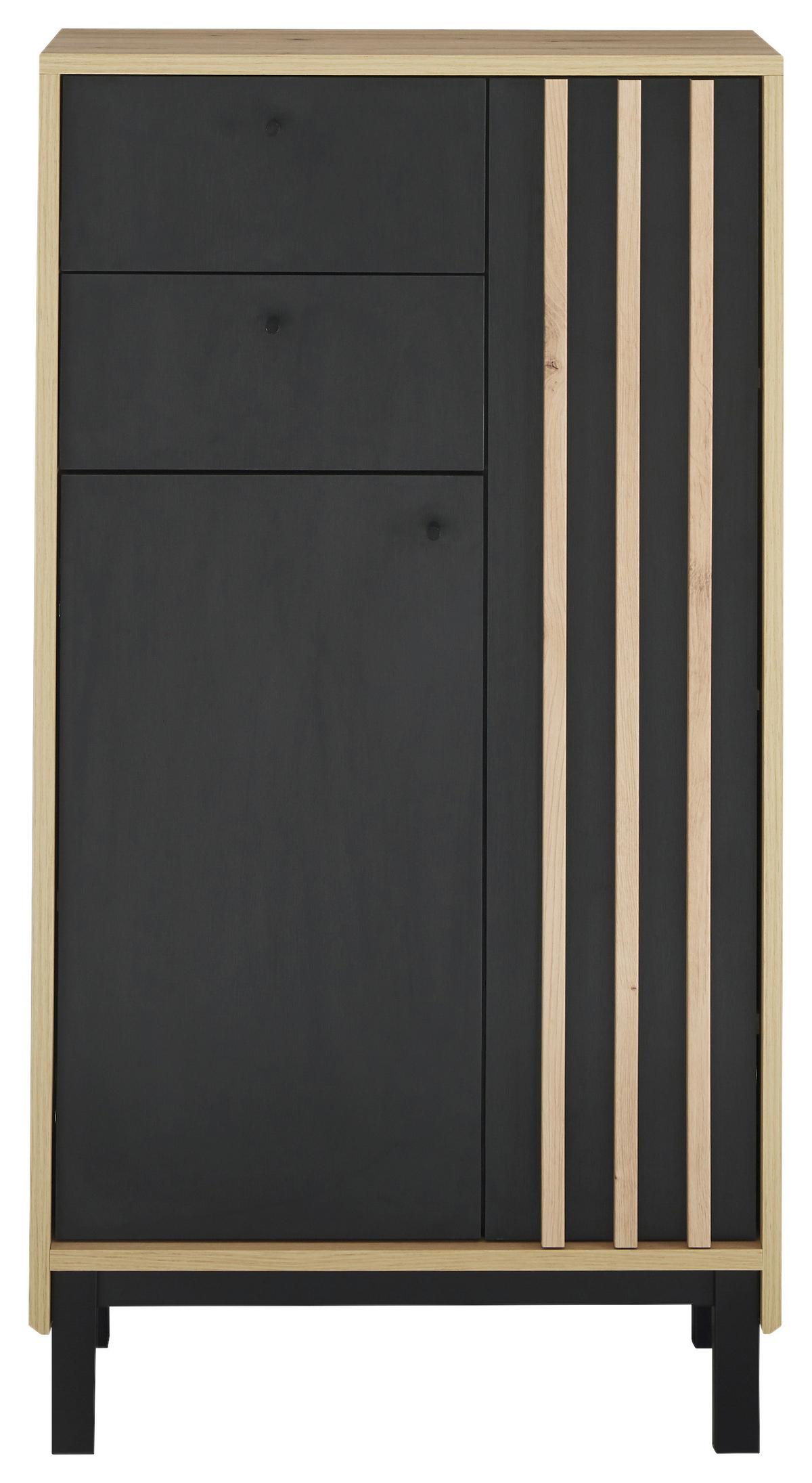 Midischrank Volano Bxh 60x106 Cm Eiche Dekor/schwarz - Schwarz/Eiche Artisan, MODERN, Holzwerkstoff (60/106/32cm) - MID.YOU