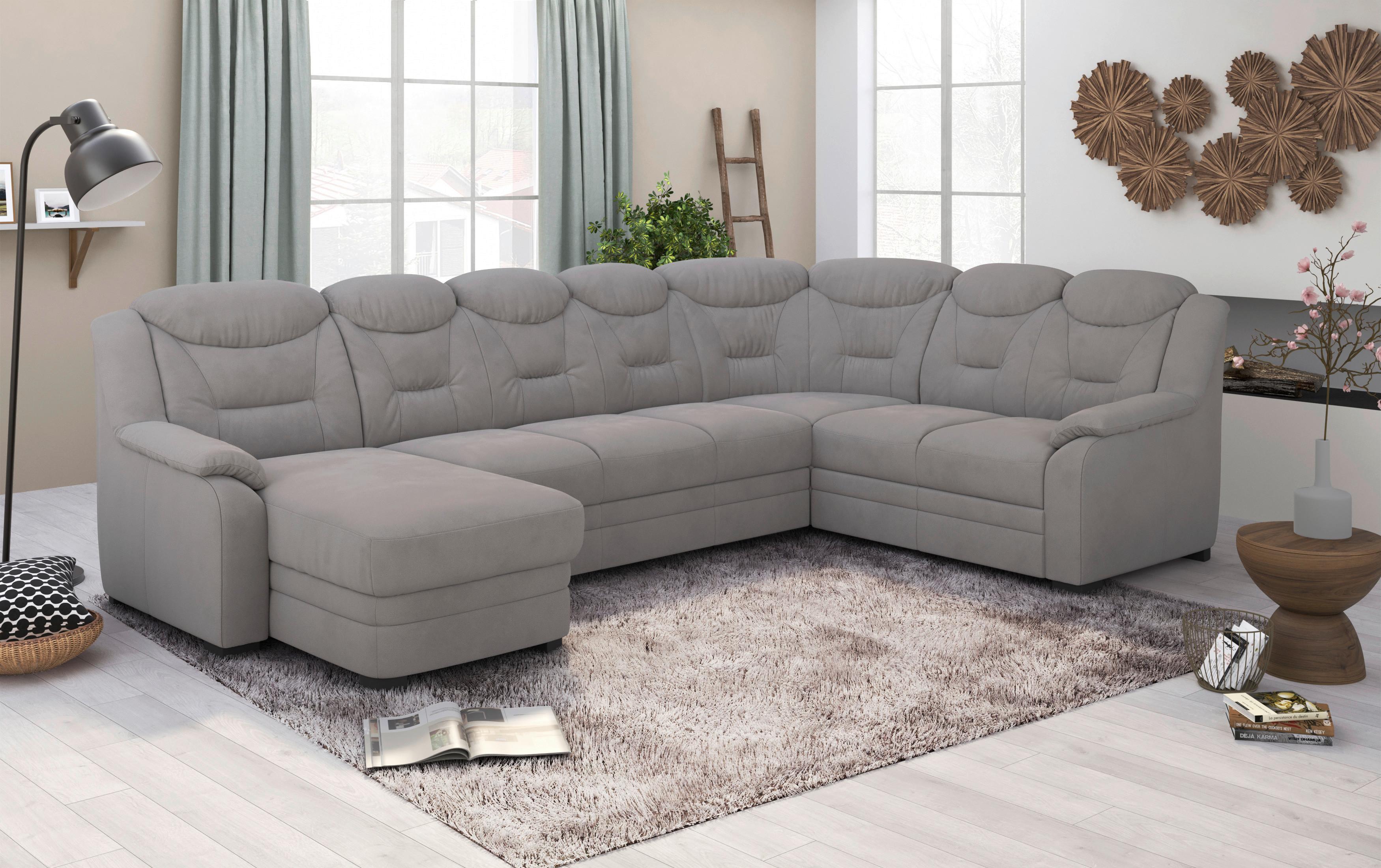 Wohnlandschaft Marcus Sparta Mit Schlaffunktion Hellgrau - Hellgrau/Schwarz, Basics, Textil (330/99/211cm) - MID.YOU