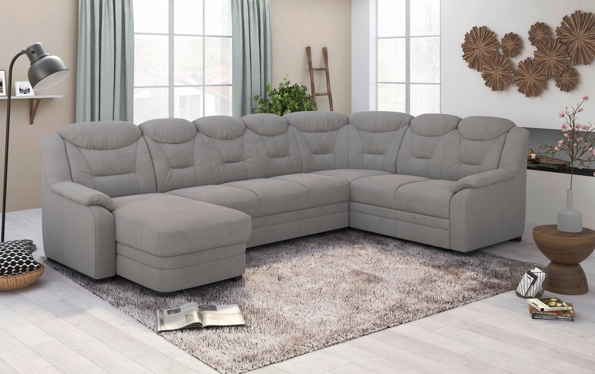 Wohnlandschaft Marcus Sparta Mit Schlaffunktion Hellgrau - Hellgrau/Schwarz, Basics, Textil (330/99/211cm) - MID.YOU