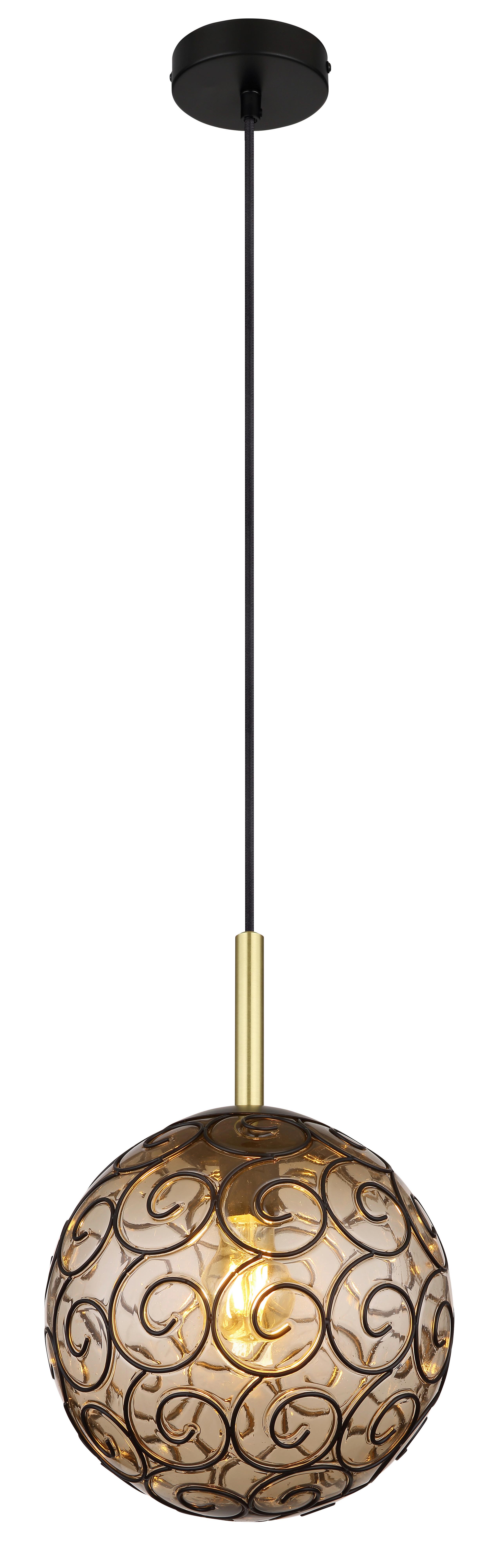 Hängeleuchte 15659h - Goldfarben/Schwarz, KONVENTIONELL, Kunststoff/Metall (25/120cm) - Globo