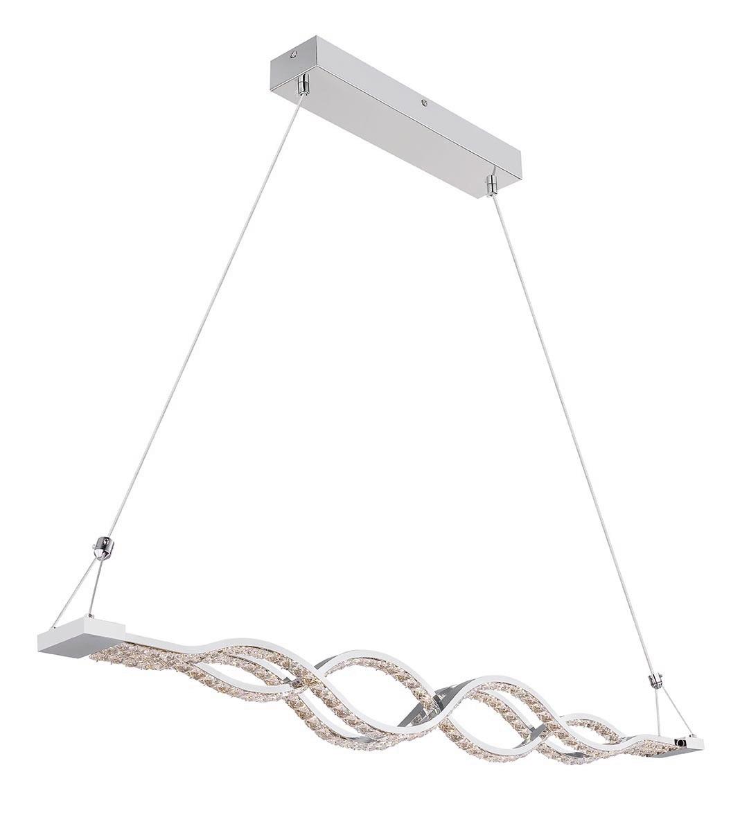 LED-Hängeleuchte Pilla H: 140 cm 1-Flammig mit Glas - Klar/Chromfarben, Basics, Glas/Metall (95/7/140cm) - Globo