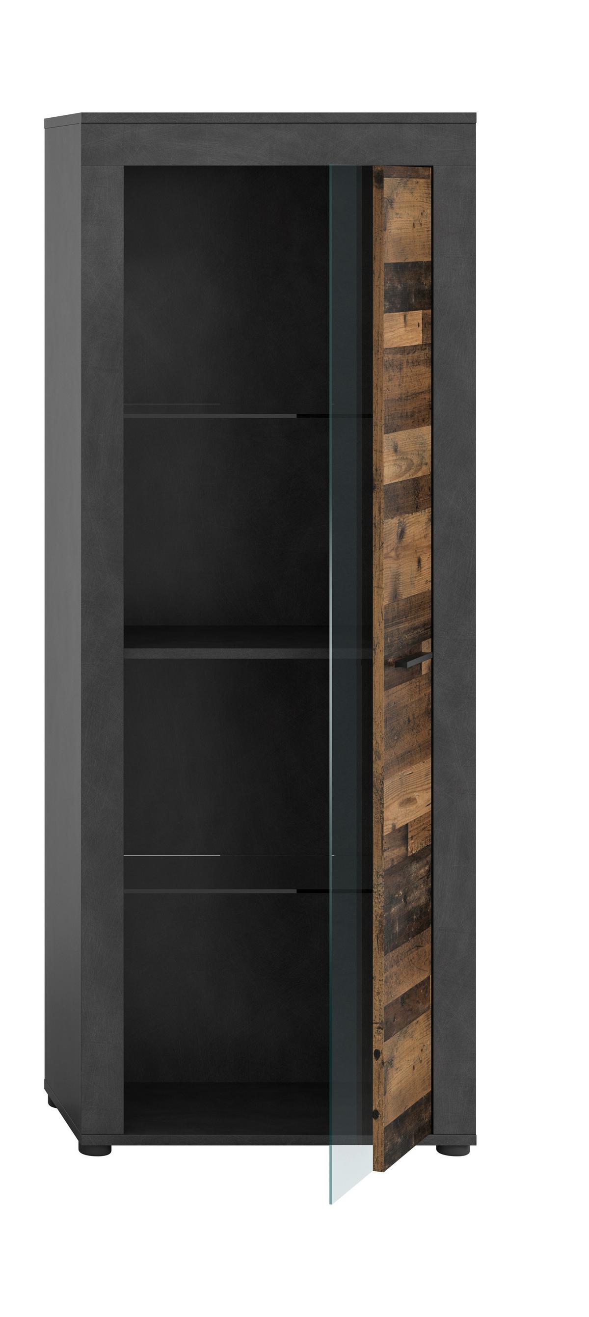 Vitrine Jam Anthrazit/naturfarben B: 60 Cm - Anthrazit/Schwarz, Design, Glas/Holzwerkstoff (60/159/35cm) - MID.YOU
