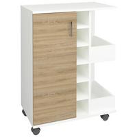 Servierwagen Esilo Weiß, Eiche Dekor B: 63 cm - Weiß/Sonoma Eiche, Design, Holzwerkstoff/Kunststoff (63/85/40cm) - MID.YOU