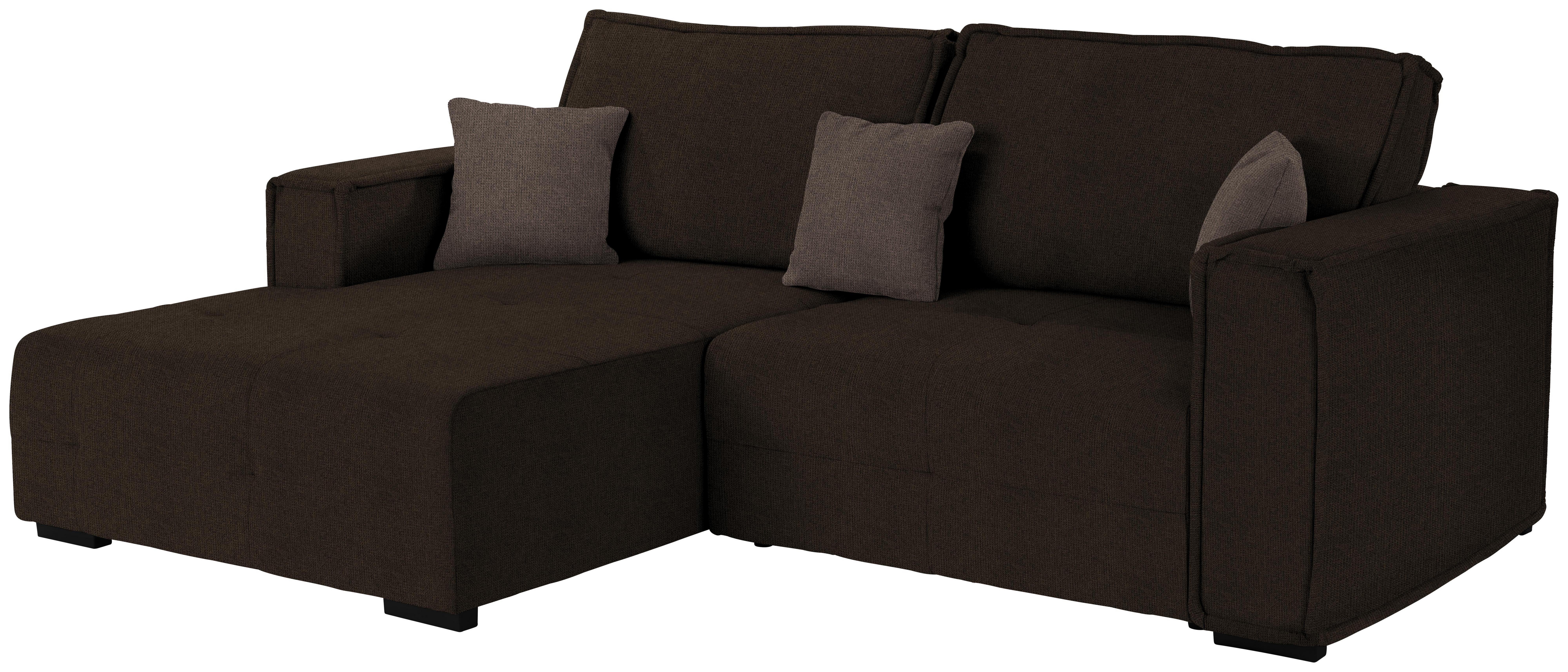 Wohnlandschaft In L-Form Tommy 167x265 cm - Taupe/Dunkelbraun, LIFESTYLE, Holz/Textil (167/265cm) - Luca Bessoni