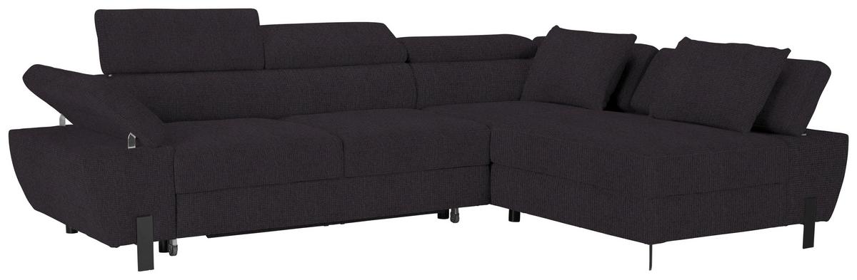 Rohová sedačka MILNA, pravá, černá - černá, Moderní, kov/dřevo (277/90/189cm) - Mömax