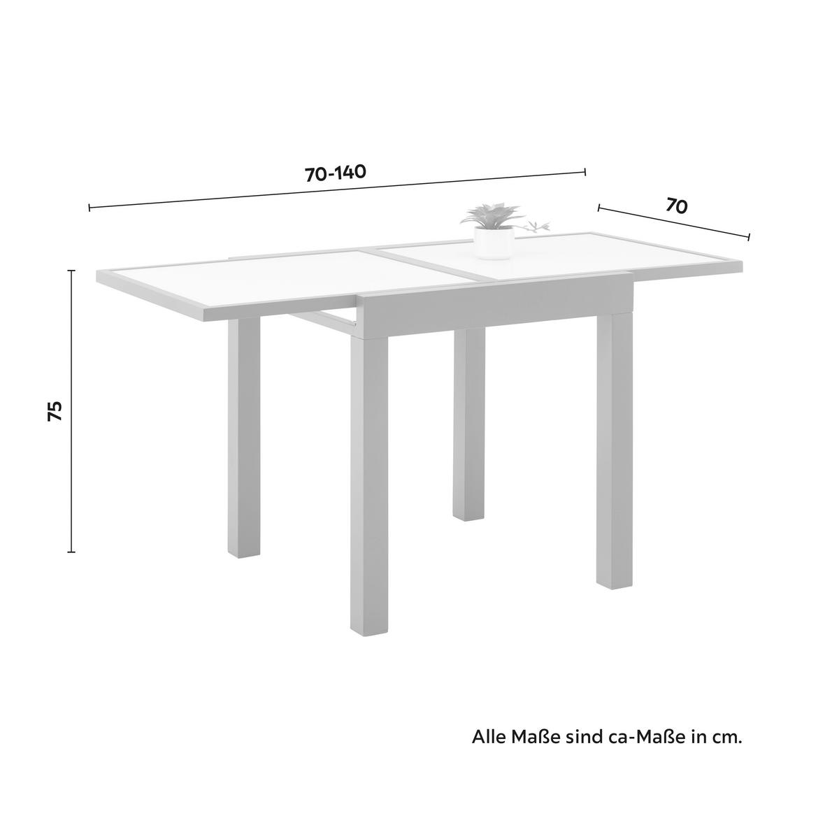 ZAHRADNÍ STŮL ATLANTA 1 - bílá/antracitová, Moderní, kov/sklo (70-140/75/70cm) - Modern Living