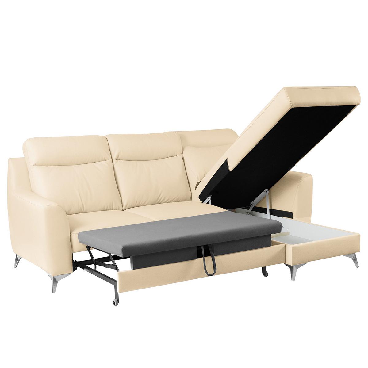 Ecksofa Gio Beige S: 168x236 Cm - Chromfarben/Beige, Design, Leder/Textil (168/236cm) - Livetastic