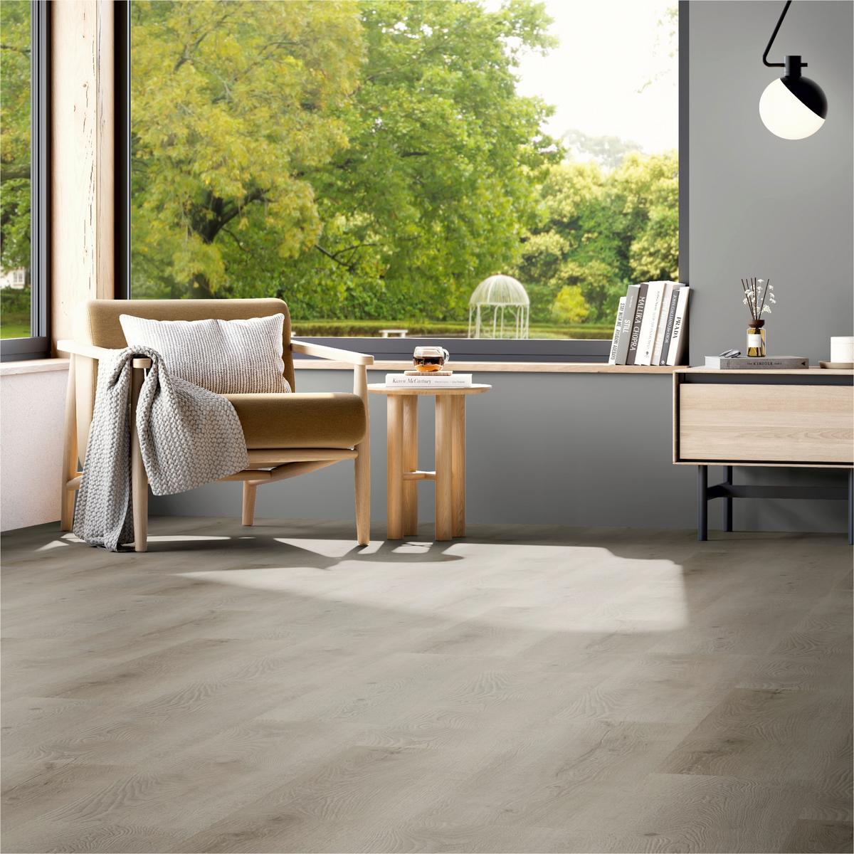 Designboden Eichefarben/Grau /Hellbraun Landhausdiele Stärke 4,8mm - Hellbraun/Eichefarben, Basics, Kunststoff (122/23/0.48cm)