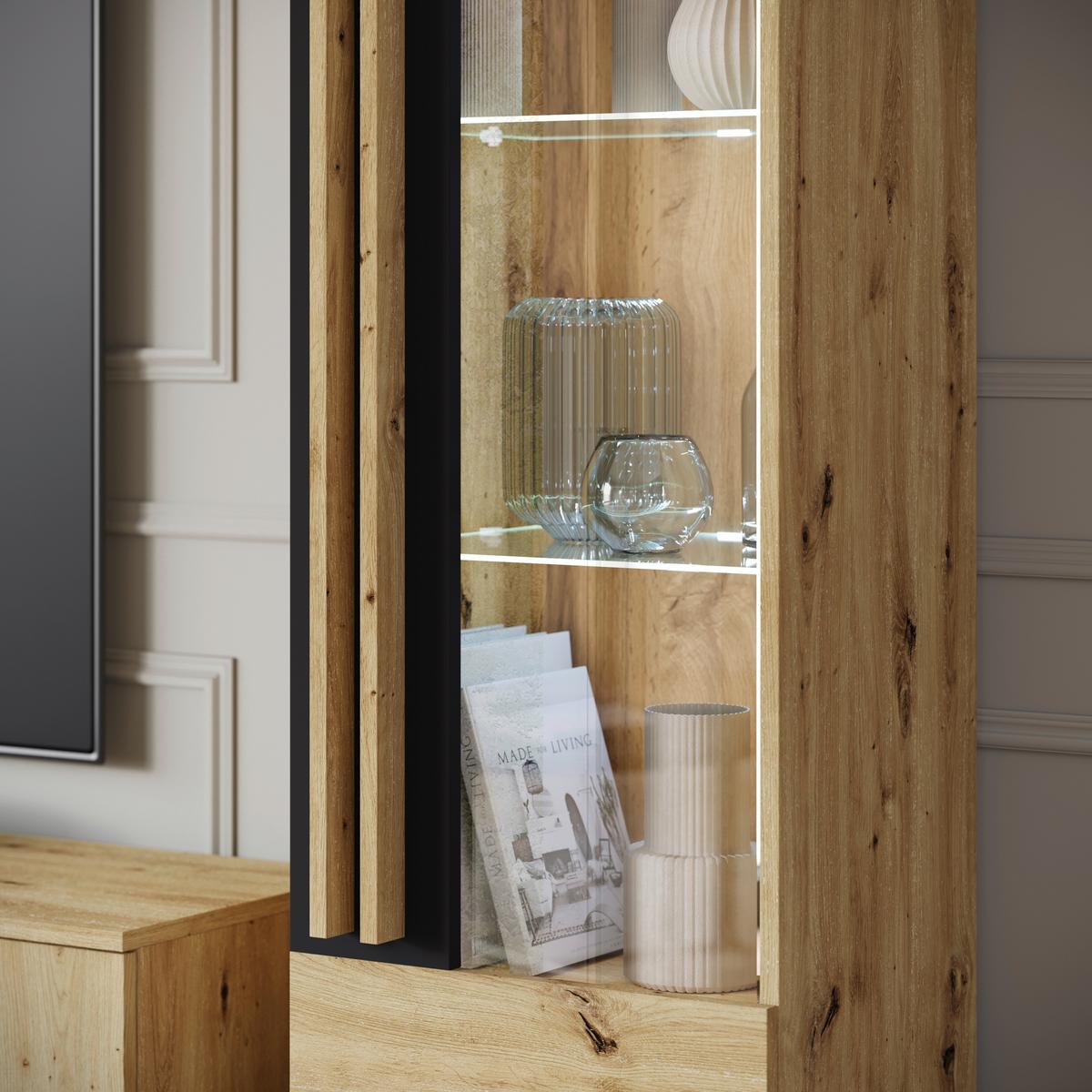 OBÝVACIA STENA HELSINKI 02 - čierna/dub artisan, Trend, kompozitné drevo/plast (260/159,5/33cm)