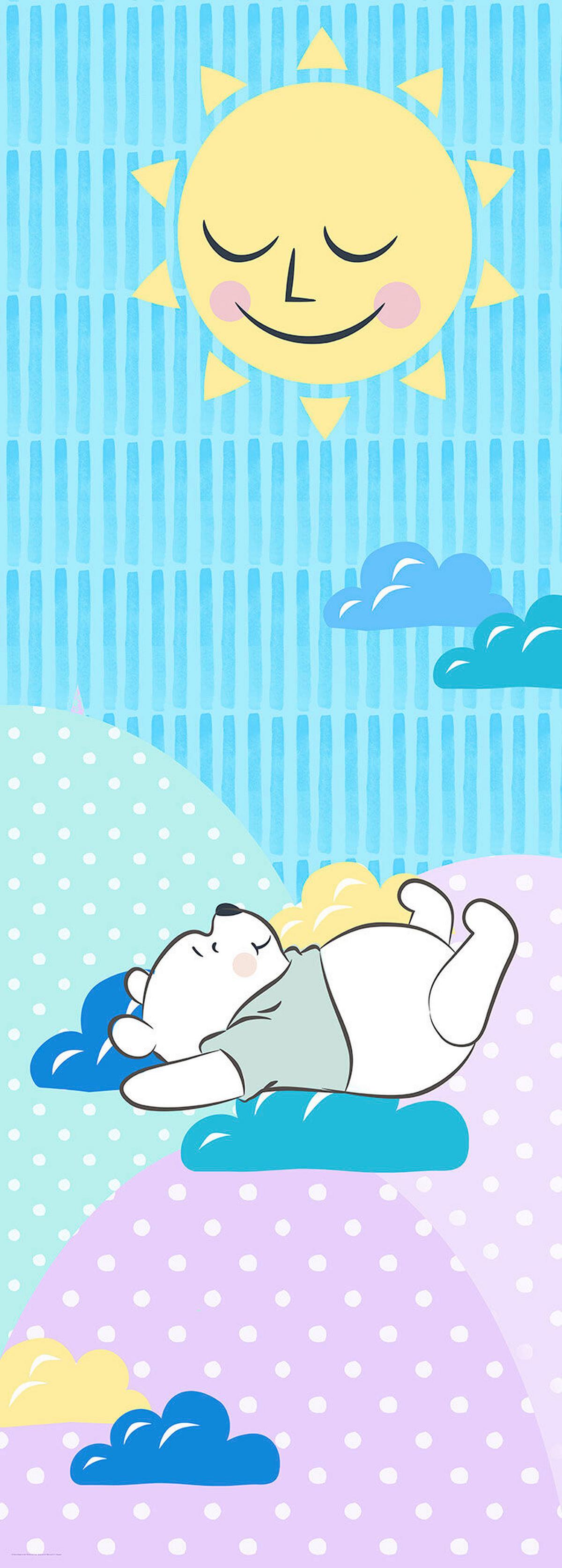 Fototapete Winnie The Pooh Take A Nap - Blau/Weiß, Trend, Textil (100/280cm)