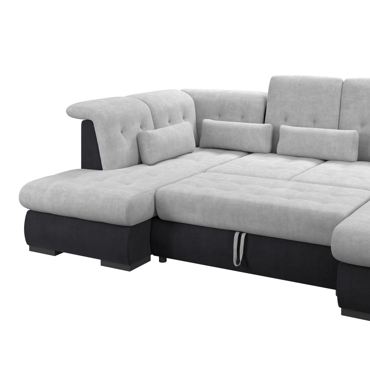 Wohnlandschaft Madera Silberfarben, S: 212x358 cm - Anthrazit/Silberfarben, KONVENTIONELL, Kunststoff/Textil (212/358/190cm)