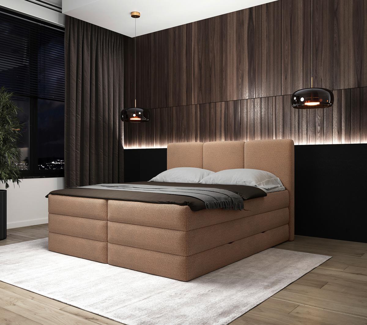 Boxspringbett Mit Topper & Bettkasten 180x200 Castel - Terracotta/Schwarz, MODERN, Holz/Holzwerkstoff (180/200cm) - MID.YOU