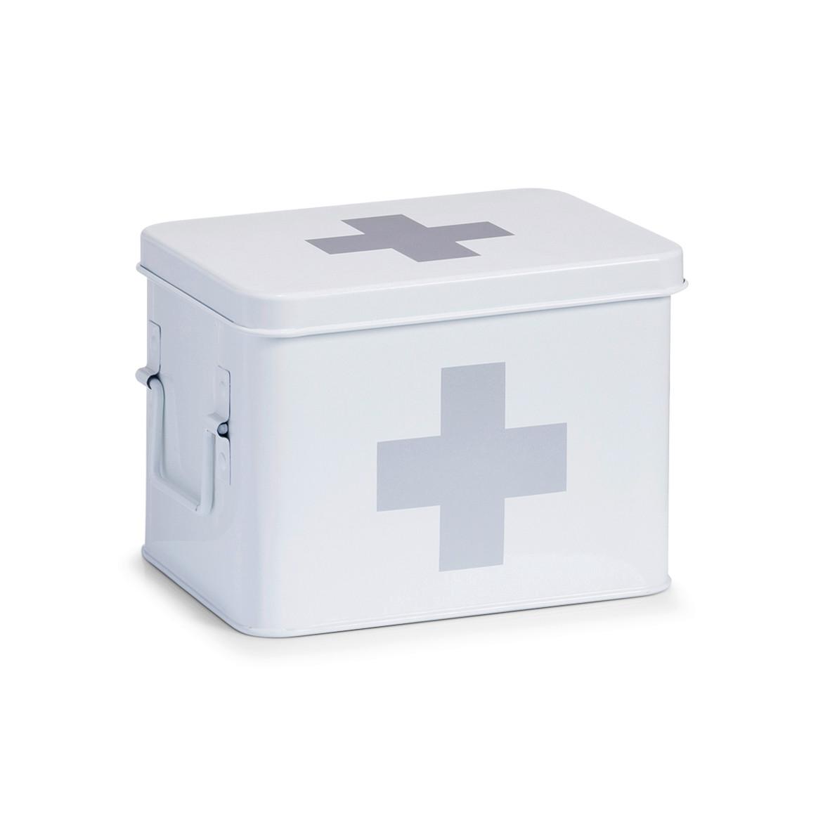 Medizinbox Weiß Metall, Tragegriff - Weiß, Basics, Metall (22.5/16.5/15.5cm) - Zeller Present