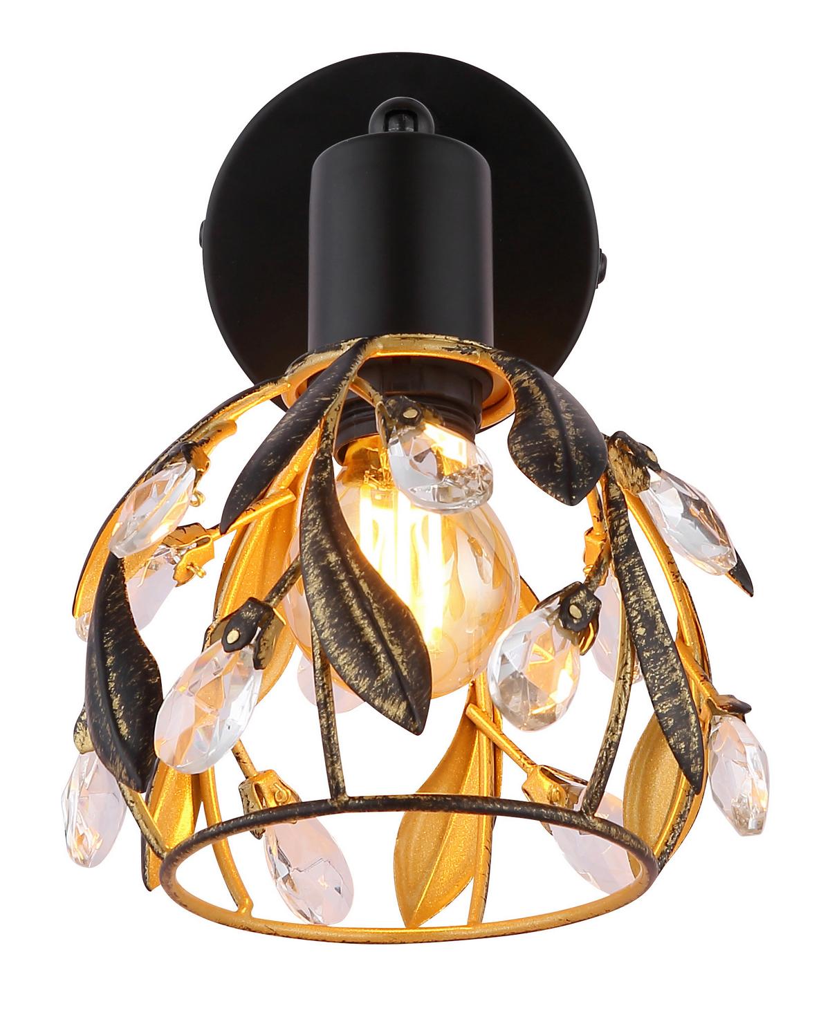 Strahler Mika D: 12 cm Klar Schwarz Goldfarben - Klar/Goldfarben, Basics, Kunststoff/Metall (12/16cm) - Globo