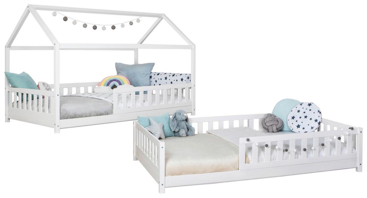 Kinderbett 140x200 cm Birke Weiß - Weiß/Naturfarben, MODERN, Holz (140/200cm) - MID.YOU