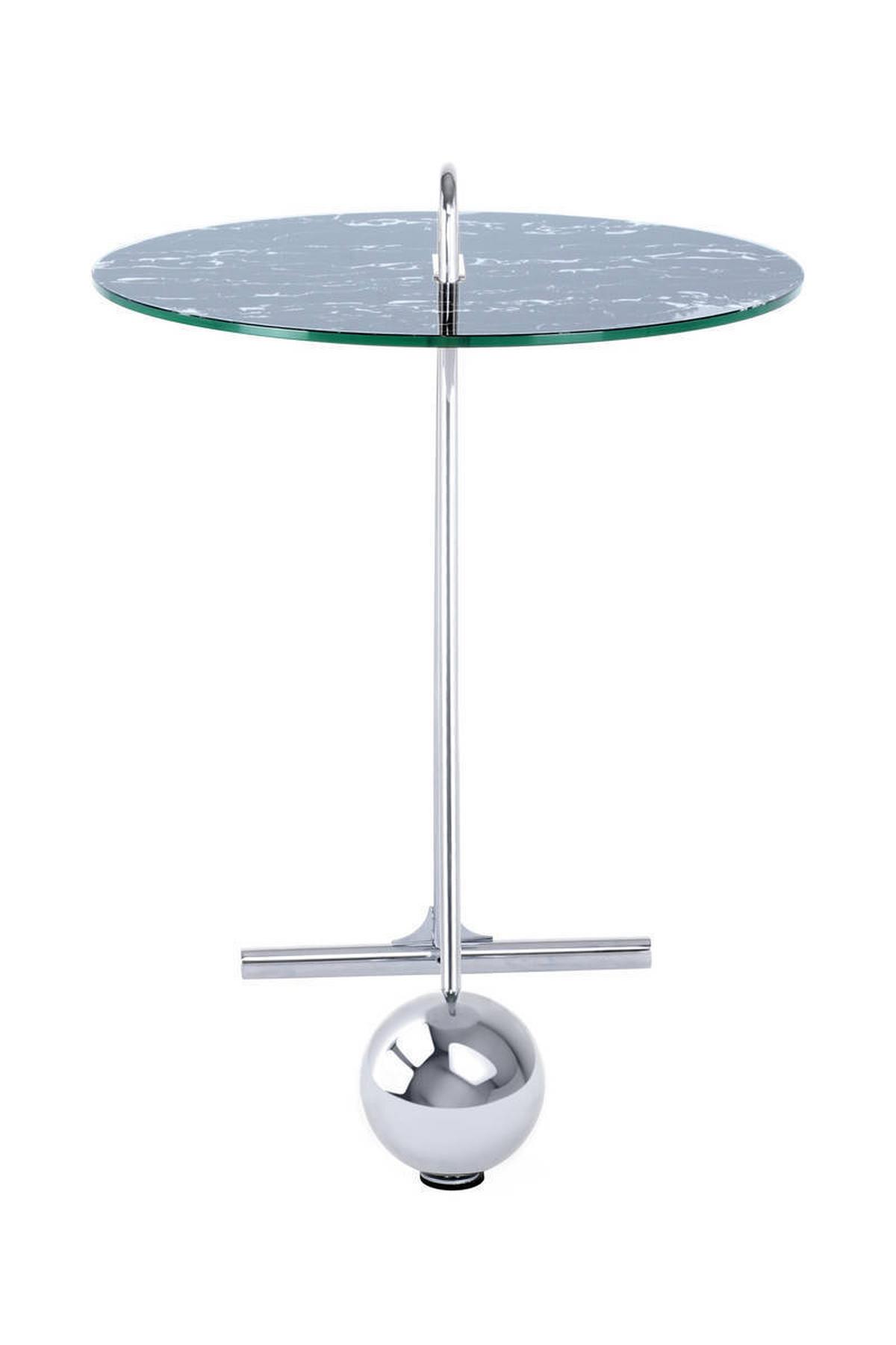 Beistelltisch Pendulum Schwarz/Silberfarben - Silberfarben/Schwarz, Basics, Glas/Metall (46/46/60cm) - Kayoom