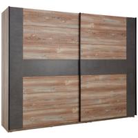 Šatní skříň s posuvnými dveřmi Chanton, 221x210 cm - barvy borovice/šedá, Lifestyle, kov/kompozitní dřevo (221/210/62cm) - Based