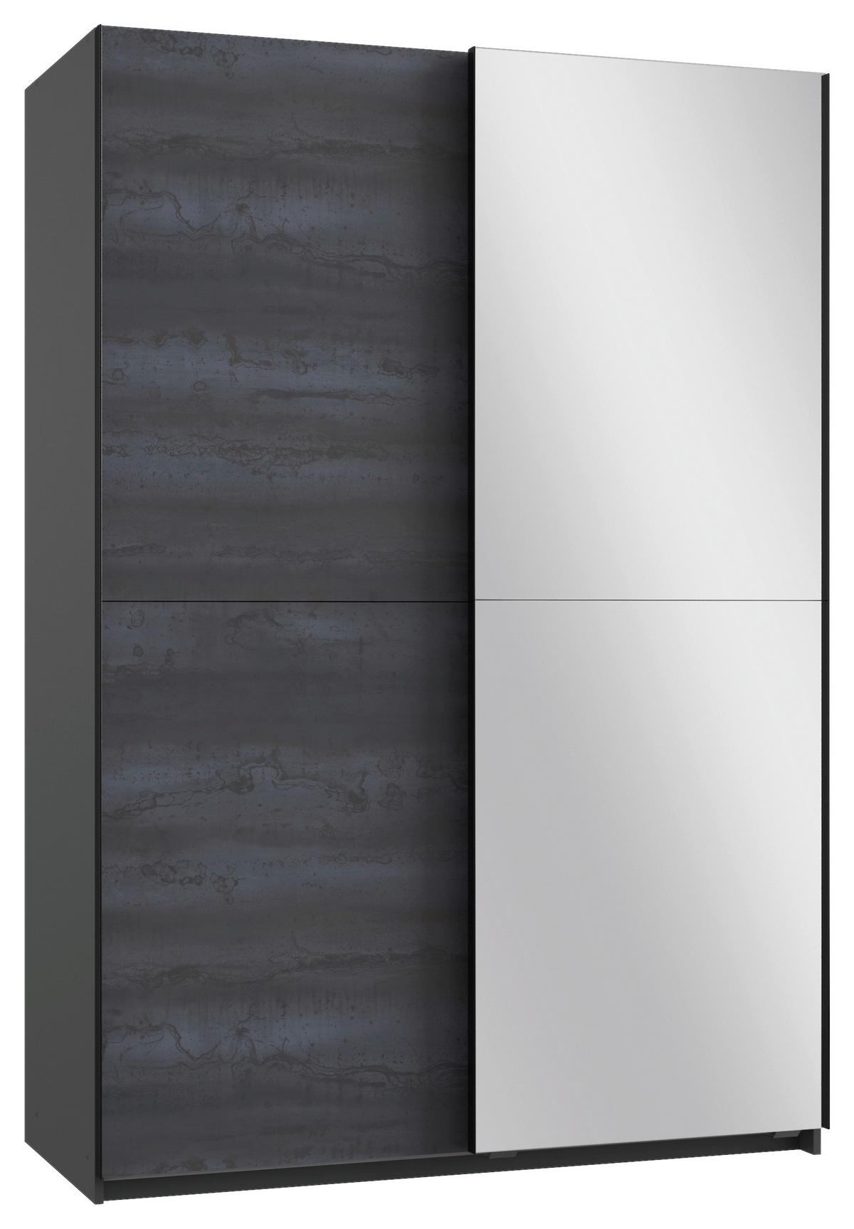 Tolóajtós Szekrény Herne 135/198 Cm - grafitszürke/sötétszürke, Basics, faalapú anyag (135/198/64cm) - MID.YOU