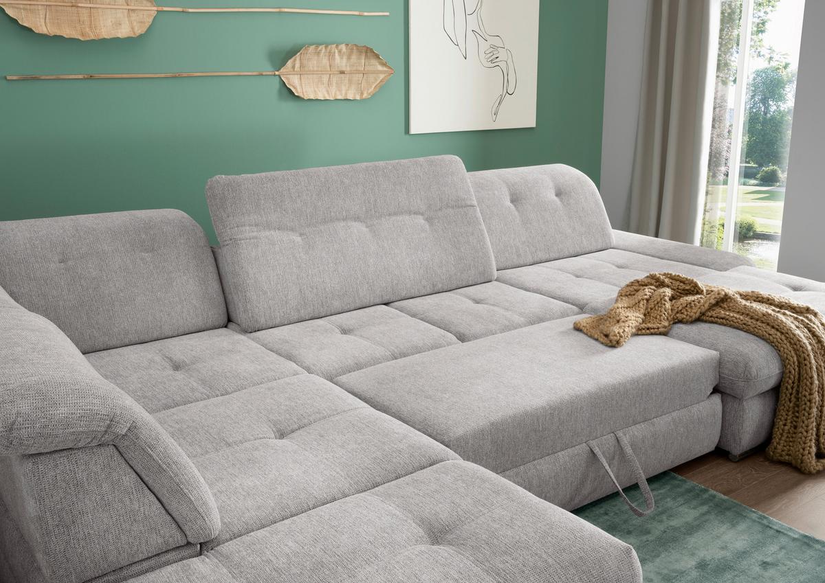 Wohnlandschaft Dalida Grau U: 254x376x195 Cm - Chromfarben/Grau, MODERN, Textil (254/376/195cm) - Livetastic