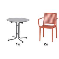 Gartengarnitur T20203 - Anthrazit/Rot, Basics, Holzwerkstoff/Kunststoff (57/80/56cm) - Siena Garden