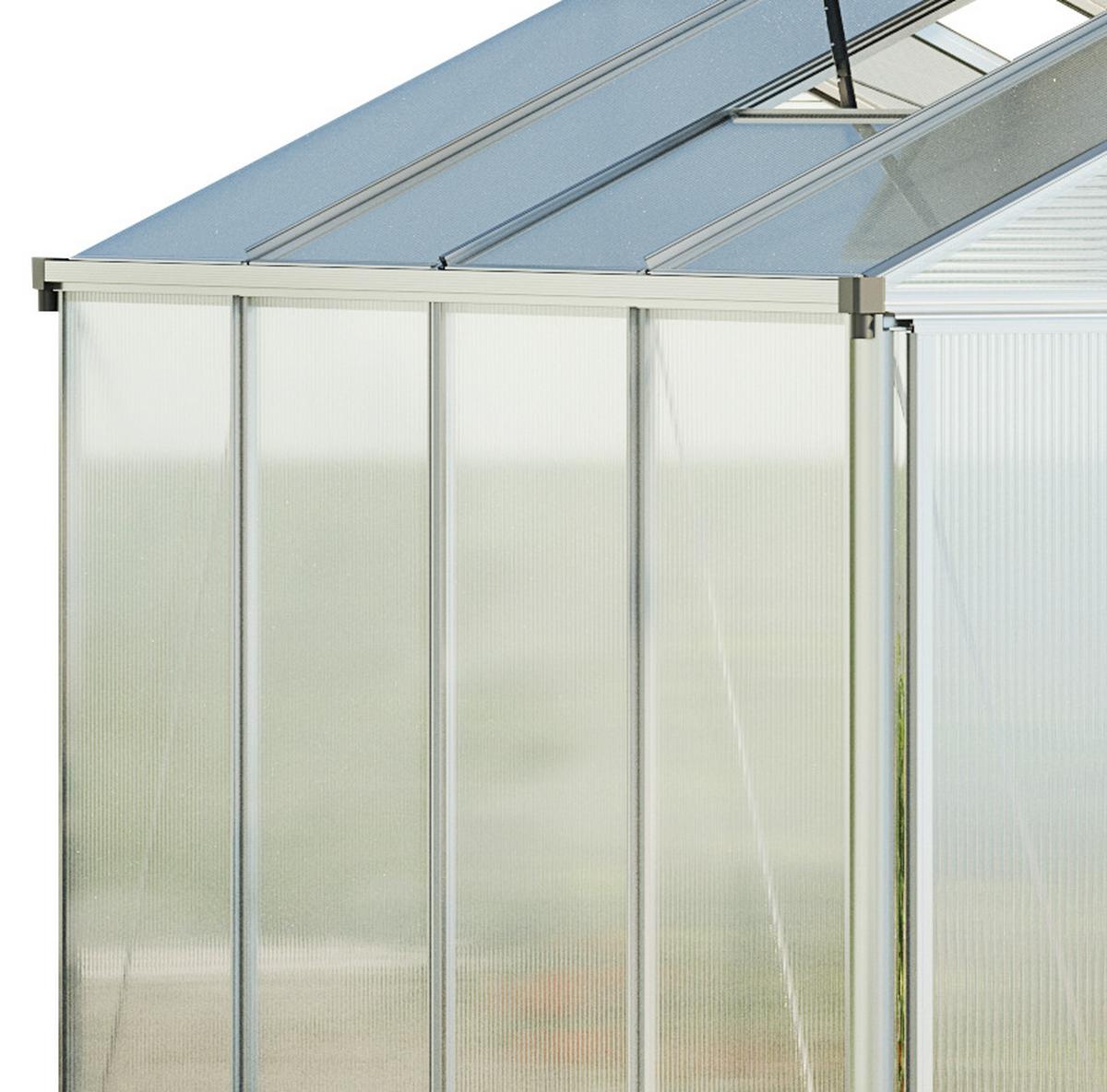 Gewächshaus Premier B 6,73 m² Alu 225x232x299 cm - Silberfarben, MODERN, Metall (225/232/299cm)