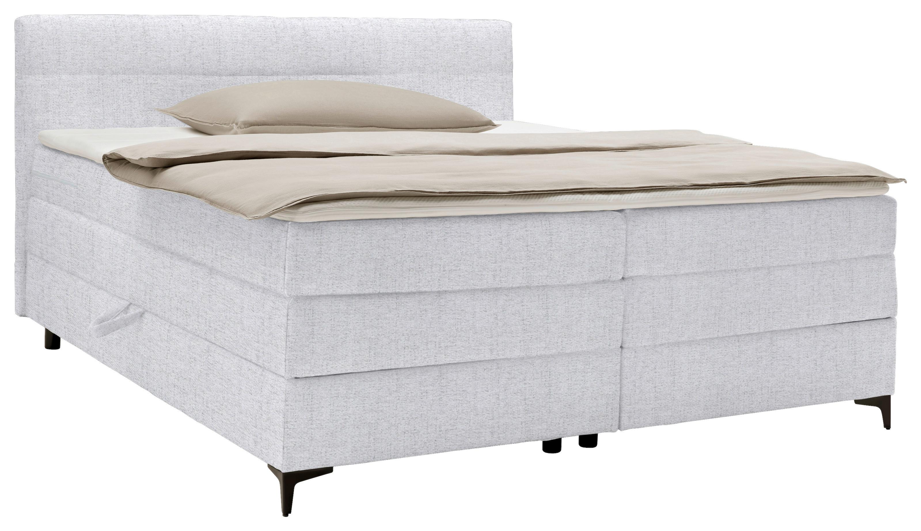Boxspringová posteľ BARI 160/200, svetlosivá - čierna/svetlosivá, Konventionell, kov/textil (160/200cm) - Mömax
