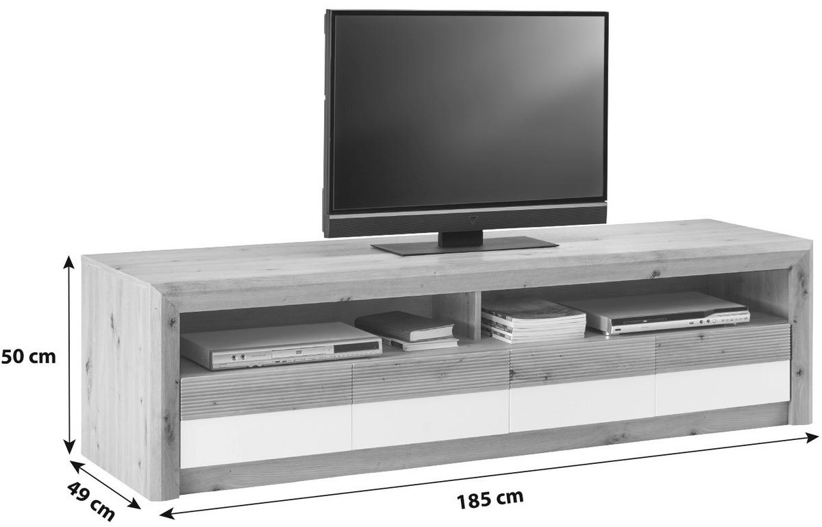 Tv-element Kashmir New B: 185 Cm Eiche Dekor/weiß - Eichefarben/Schwarz, MODERN, Holzwerkstoff (185/50/49cm) - James Wood