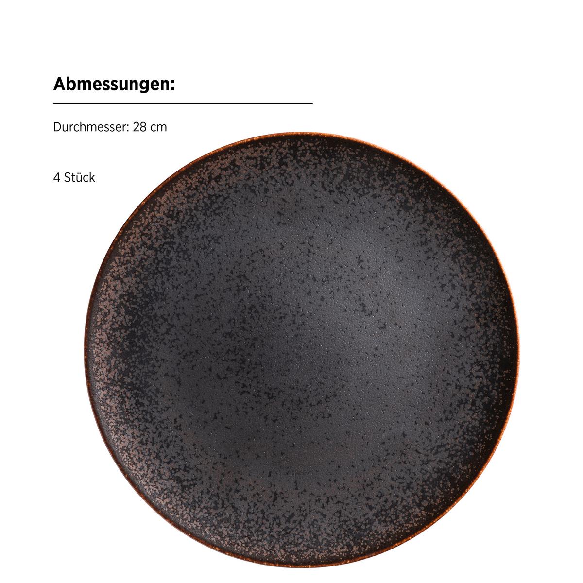 Tellerset Powerful Braun Schwarz - Schwarz/Braun, Basics, Keramik - Mäser