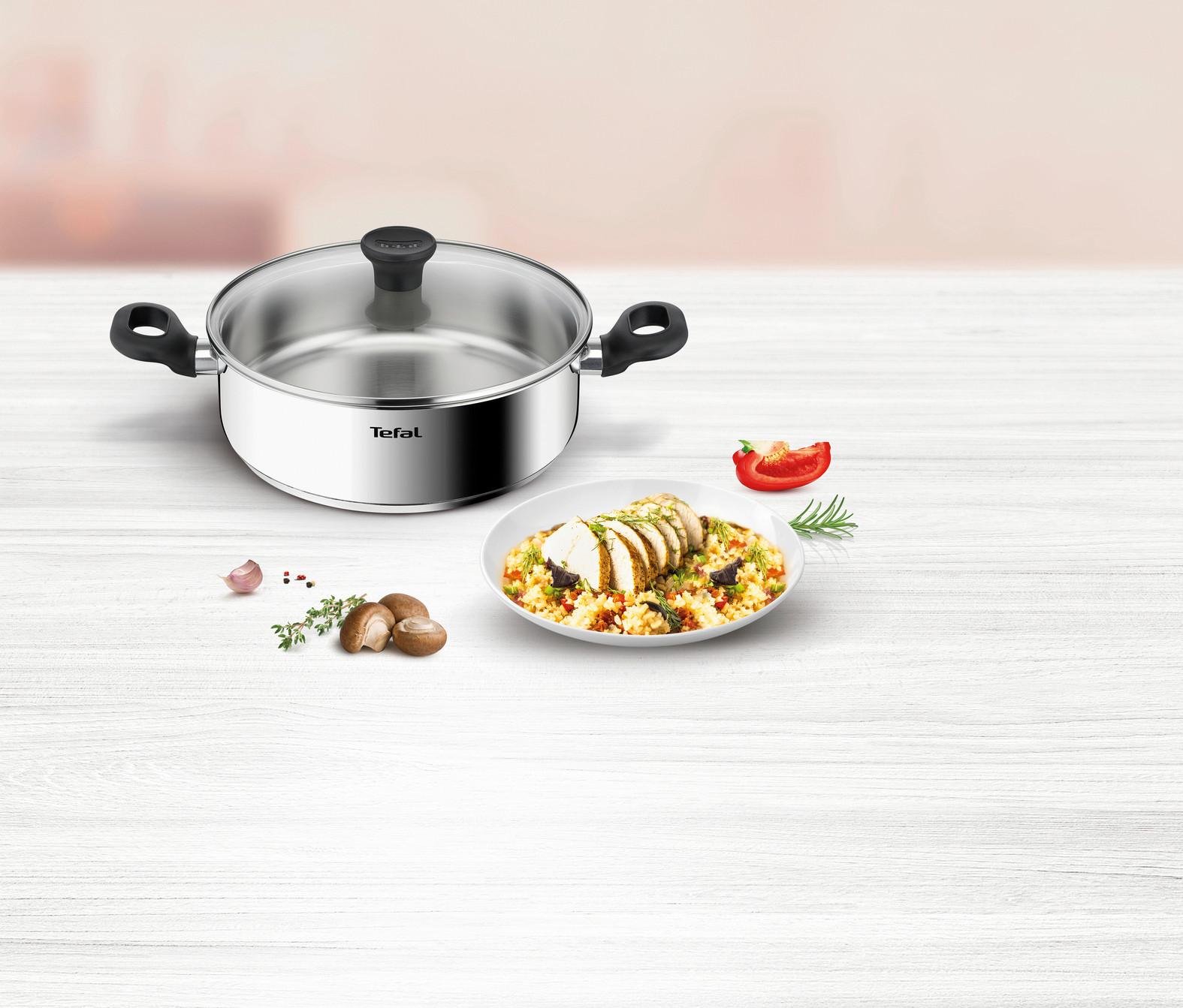 Servierpfanne Duetto Servierpfanne - Edelstahlfarben, Basics, Metall (24cm) - Tefal