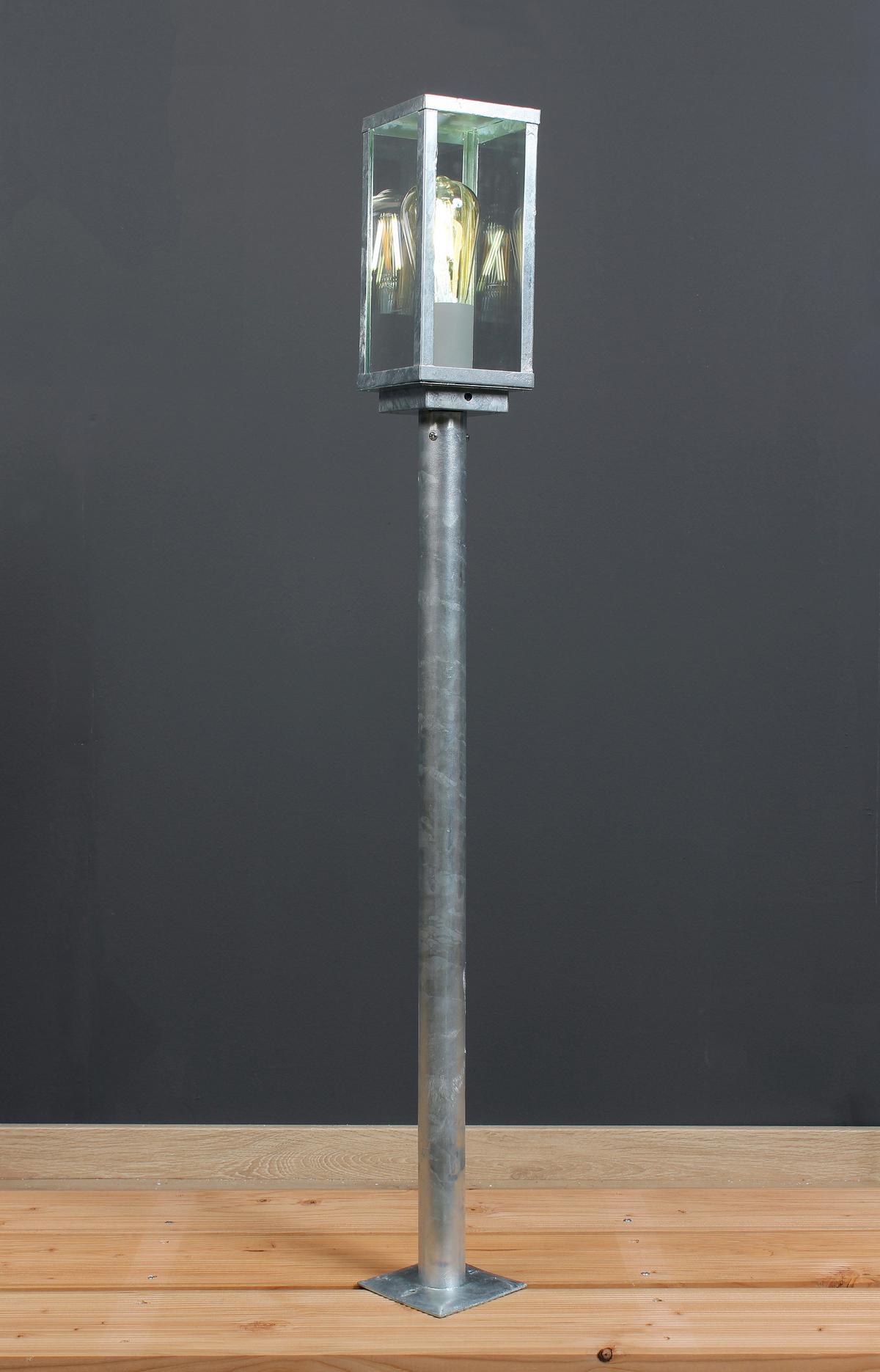 Wegeleuchte Karo 60 Watt Glas Metall - Klar/Zinkfarben, Basics, Glas/Metall (100/11/11cm)