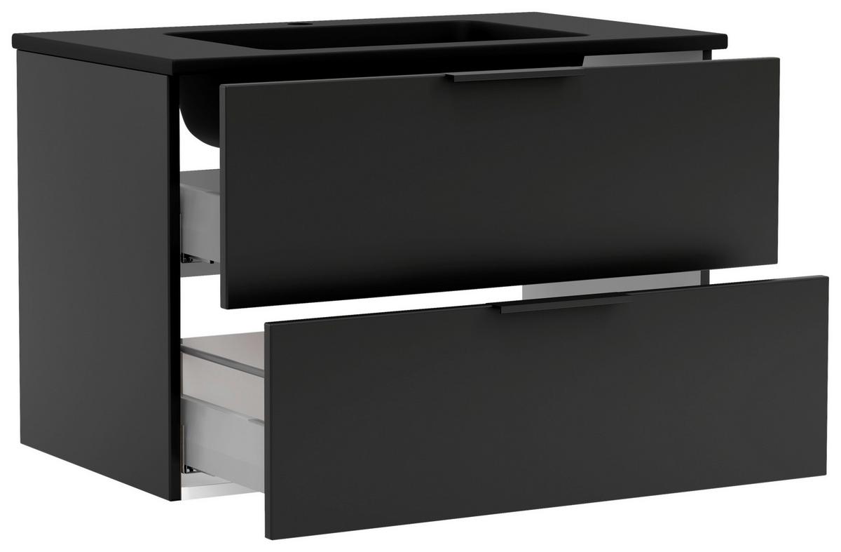 Waschtischkombi Sevilla Schwarz, B: 80 cm - Schwarz, MODERN, Keramik/Holzwerkstoff (80/54/47cm) - Held