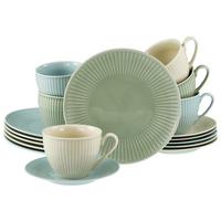 Kaffeeservice Valencia,18 -Teilig. Creme,pastellgrün,pastellblau - Pastellblau/Pastellgrün, Basics, Keramik - Creatable