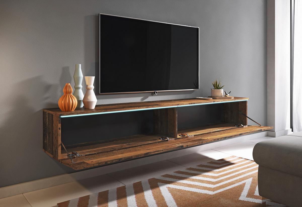 Lowboard B: 180 Cm Eiche Old Vintage Dekor - Alteiche/Grau, LIFESTYLE, Holzwerkstoff (180/30/33cm) - P & B