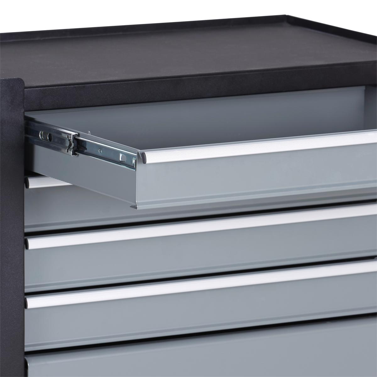 Werkstattwagen Falkon 4 Laden Verschließbar mit Rollen - Schwarz/Grau, MODERN, Metall (61,6/33/74,5cm) - Homezone