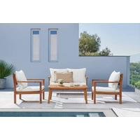 TERASOVÁ SEDACÍ SOUPRAVA KRISTEN - bílá/barvy akácie, Moderní, dřevo/textil (120/72/75cm) - Modern Living