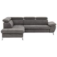 Ecksofa mit Schlaffunktion Gisele und Bettkasten Grau - Chromfarben/Grau, KONVENTIONELL, Textil (209/256cm) - Livetastic