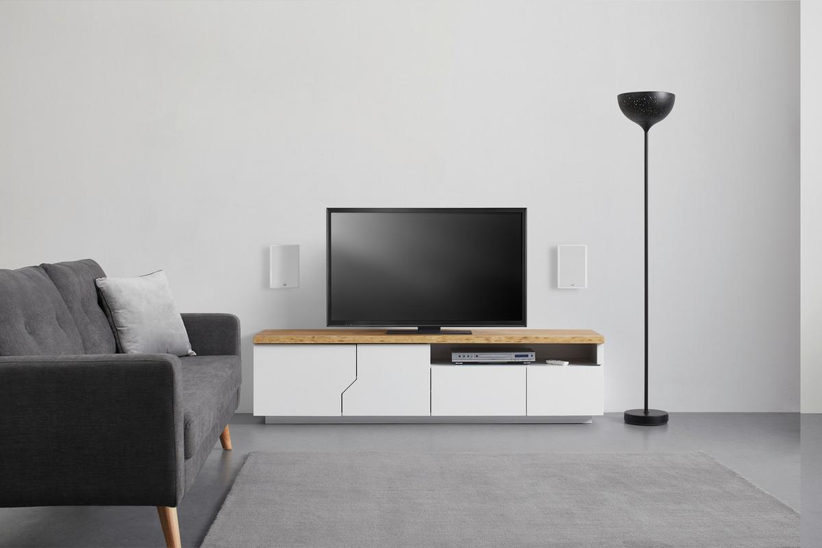 TV diel CARLOS - biela/farba duba, Modern, drevo (180/46,5/42cm) - Modern Living