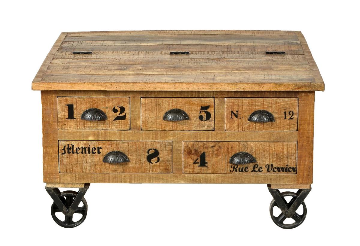 COUCHTISCH Mangoholz B: 90cm - Schwarz/Naturfarben, Design, Holz/Metall (90/90/47cm) - MID.YOU