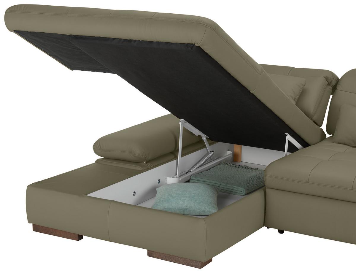 Rohová sedačka SANFINO, ľavá, sivá pravá koža - sivá/chrómová, Konventionell, kov/koža (199/79-96/305cm) - Premium Living