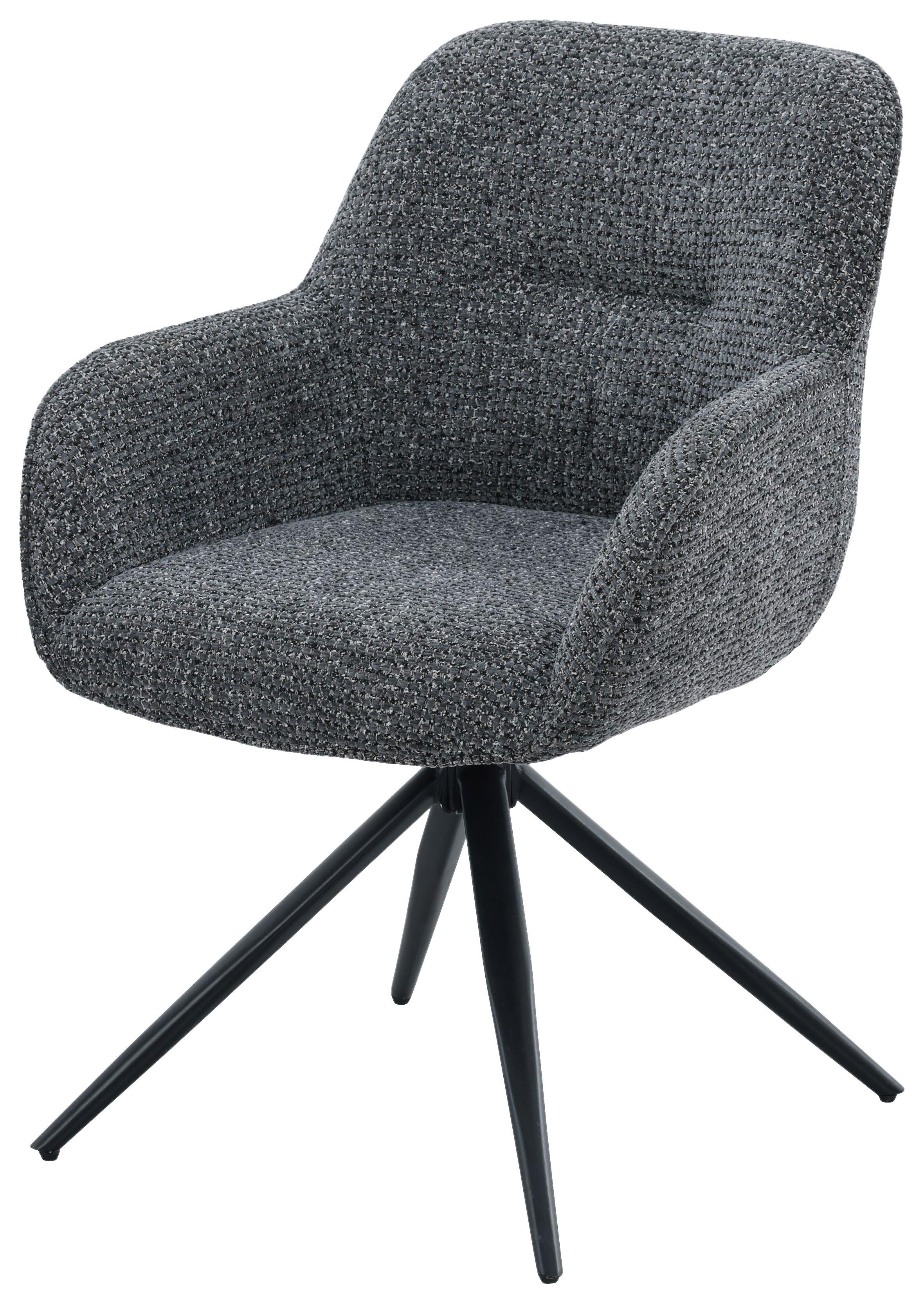 Armlehnstuhl Vittoria Grau/Schwarz B: 60 cm - Schwarz/Grau, MODERN, Textil/Metall (60/85/62cm) - Livetastic