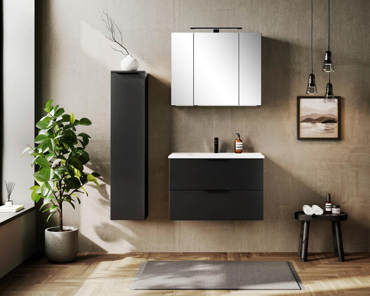 Midischrank Sevilla Schwarz, B: 30 cm - Schwarz, MODERN, Holzwerkstoff (30/130/35cm) - Held