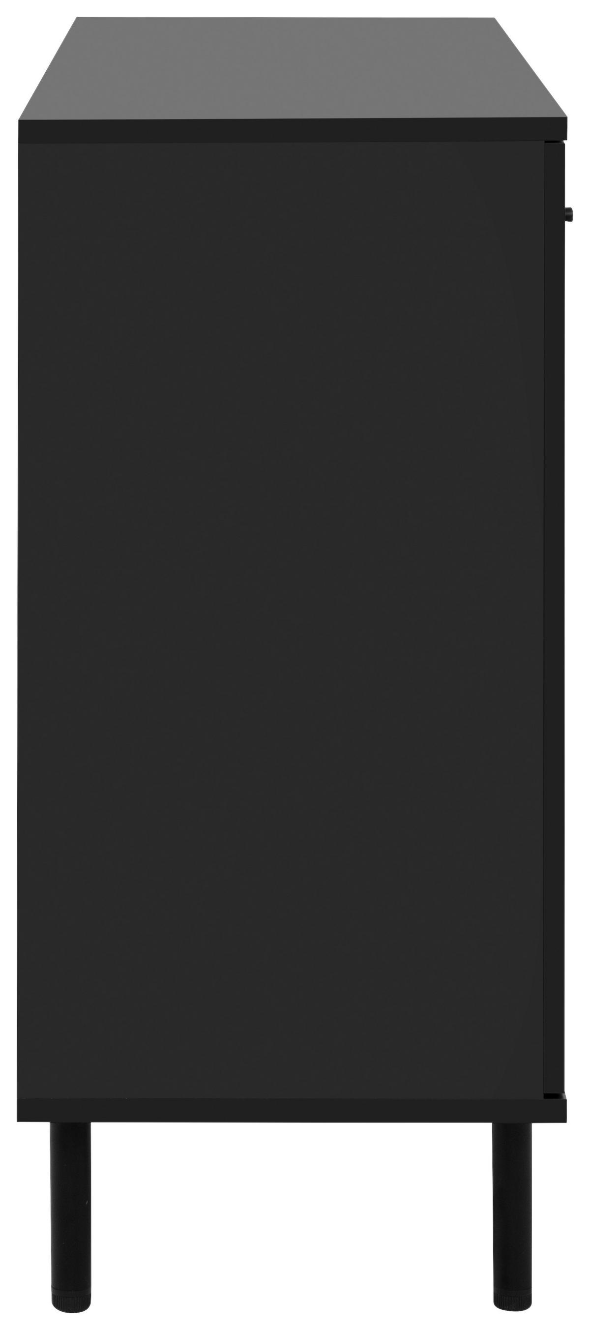 Kommode 118cm Monza 01b, Schwarz/Eiche Artisan - Schwarz/Eiche Artisan, Design, Holzwerkstoff/Metall (118/90/40cm) - Livetastic