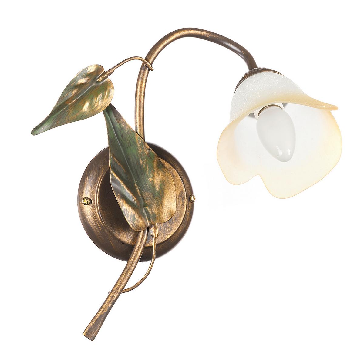 Wandleuchte 4620/Ap - Bronzefarben/Olivgrün, Natur, Glas/Metall (30/35cm)