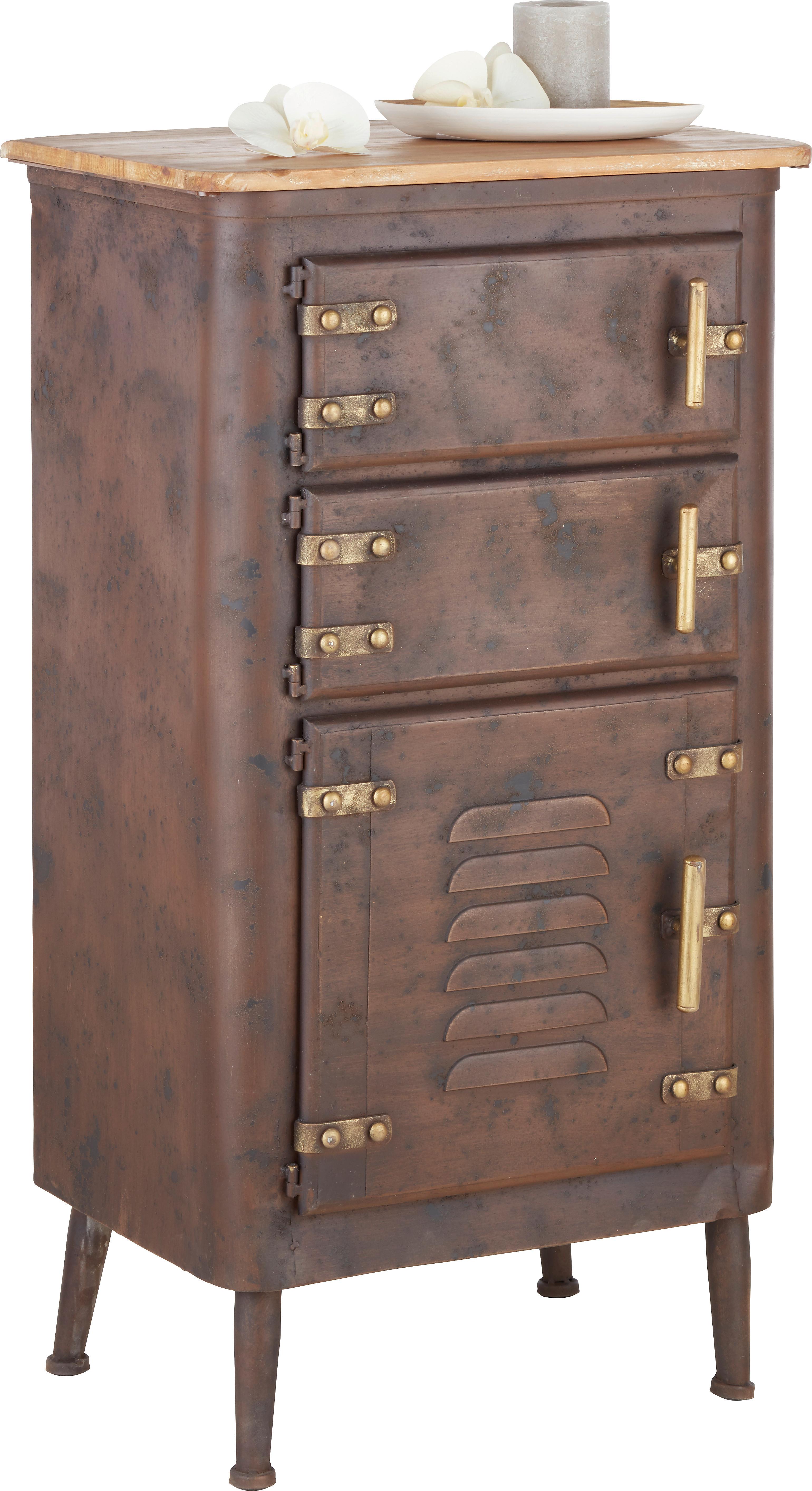 Komoda Ronja, š: 49 cm - barvy zlata/hnědá, Lifestyle, kov/dřevo (49/90,5/37cm) - Premium Living