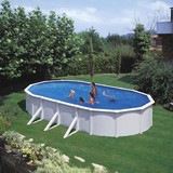 Stahlwandpool Set Steely De Luxe Oval 730 X 360 X 120cm - Weiß, MODERN, Metall (730/360/120cm)