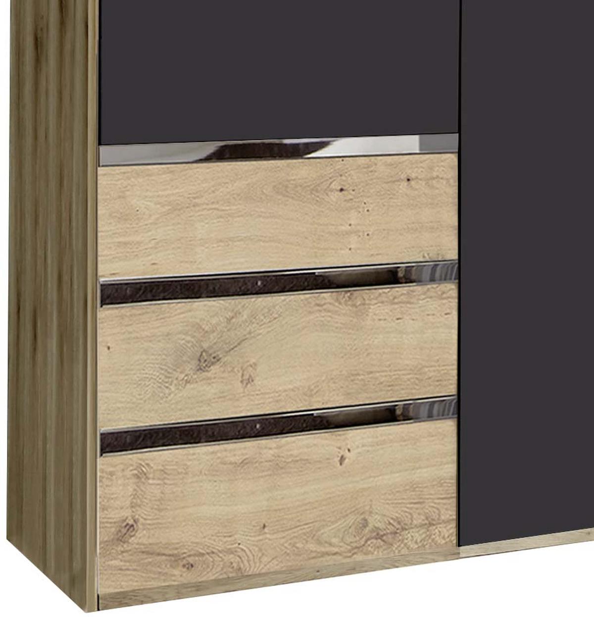 Drehtürenschrank M. Schubladen 150cm Level 36a, Graphit Dekor - Eichefarben/Graphitfarben, MODERN, Holzwerkstoff (150/216/58cm) - MID.YOU