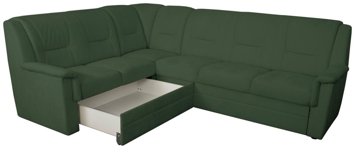 ECKSCHLAFSOFA Rafael, Dunkelgrün 279x224cm - Dunkelgrün/Beige, Trend, Textil (279/224cm)