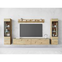 Wohnwand Wohnwand Vera II Eiche Artisan - Eiche Artisan/Grau, Basics, Glas/Holzwerkstoff (240/130/33cm) - P & B