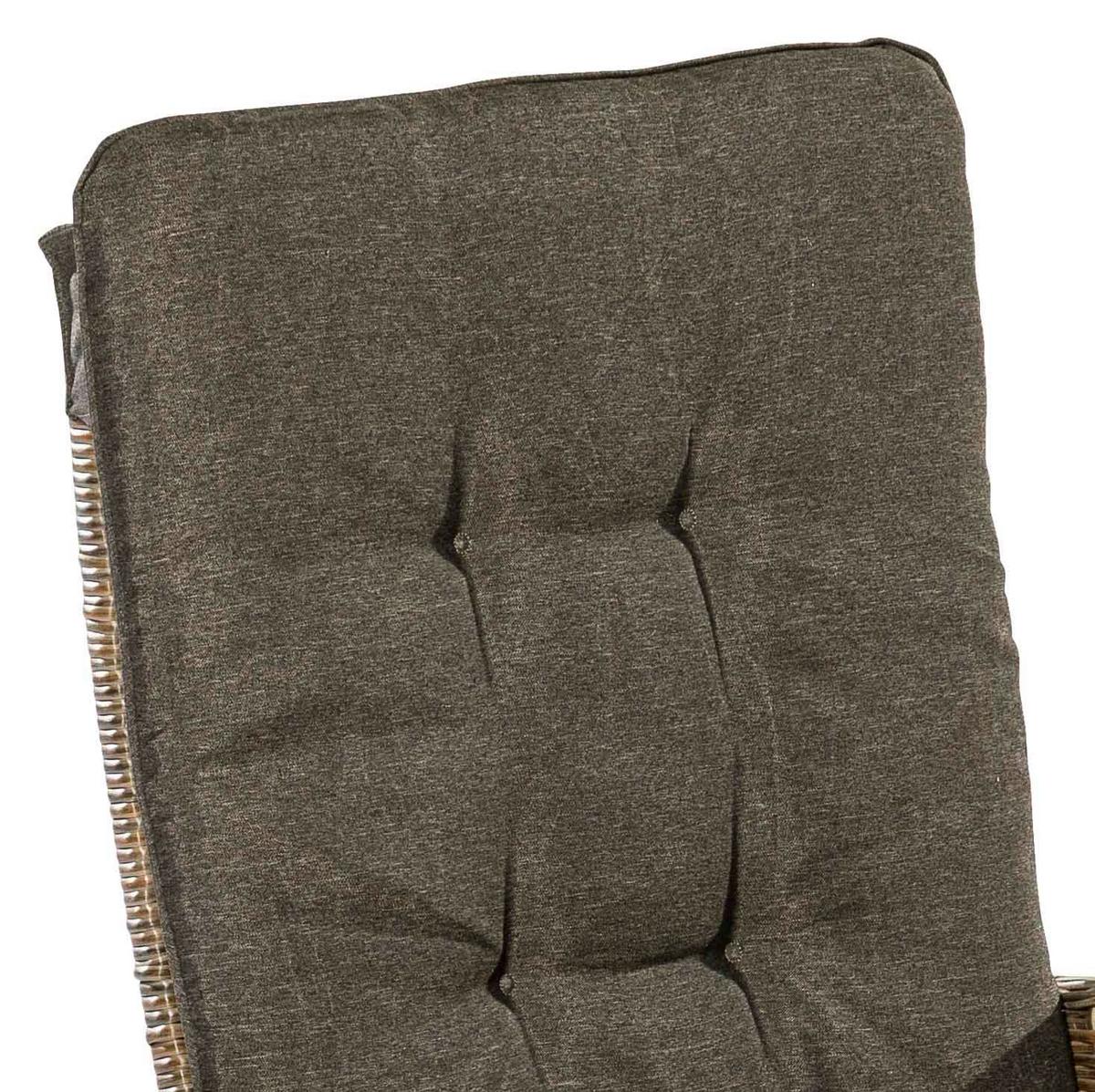Gartengarnitur 5-Tlg. Atrani Textil/Glas/Metall/Kunststoff - Schieferfarben/Beige, KONVENTIONELL, Glas/Kunststoff - Gardenson