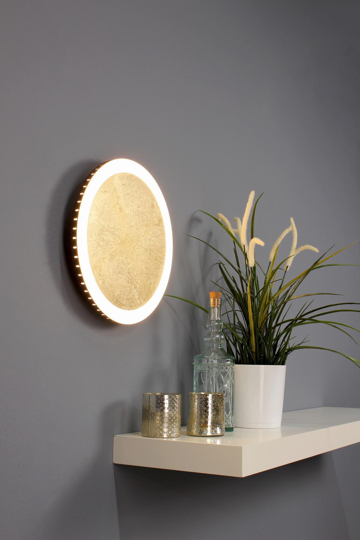 LED-Deckenleuchte Moon Ø 30 cm Mit 3 Helligkeitsstufen - Goldfarben/Schwarz, Design, Metall (30/4,1cm)